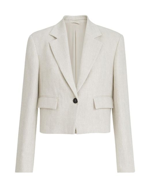 Brunello Cucinelli White Chevron Cropped Blazer