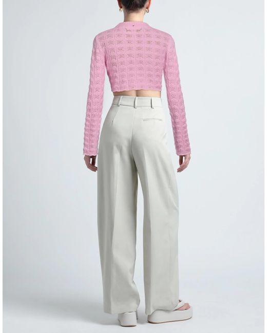 Sportmax Pink Solid-Color Lightweight Long-Sleeve Knit Sweater