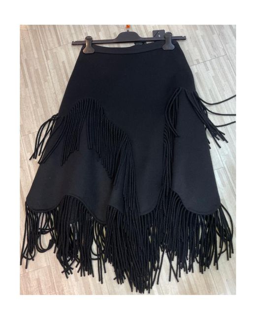 Ermanno Scervino Blue Fringed Detail Skirt