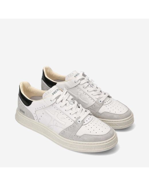 Premiata White Logo Low-Cut Casual Shoes for men