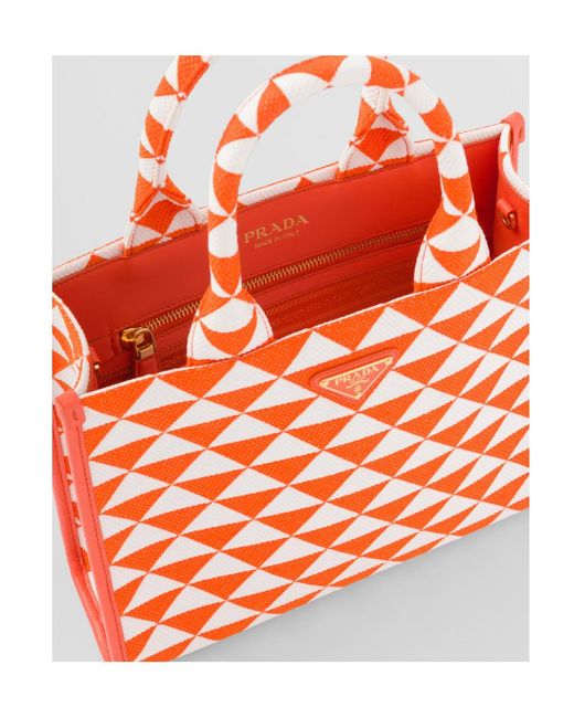 Prada Orange Symbole Small Top Handle Bag