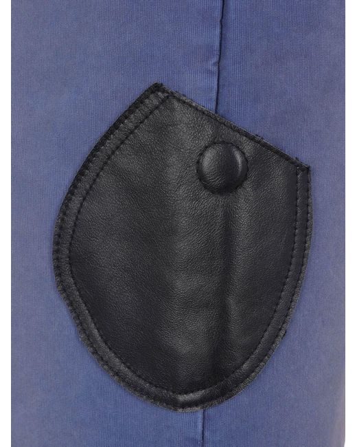 NAMACHEKO Blue Leather-Patch Turn-Up Trousers for men