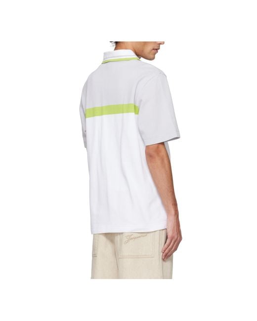 Casablanca White Colour Block Zip Polo Shirt for men