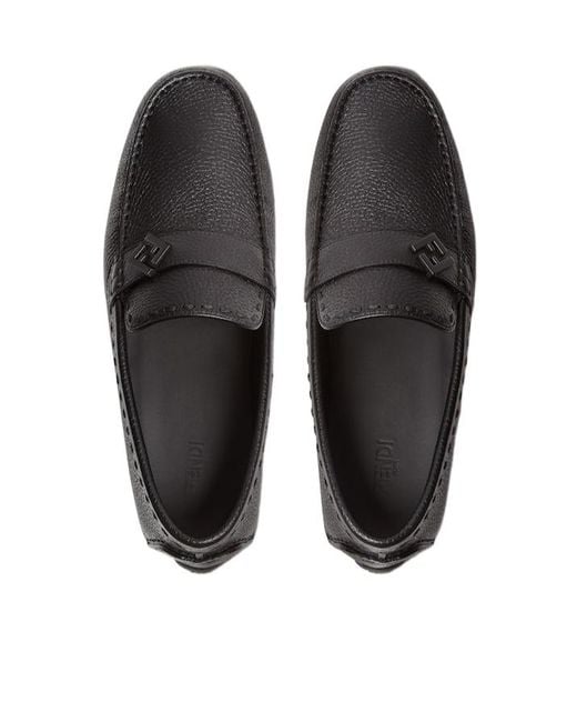 Fendi Black Selleria Driving Loafers for men