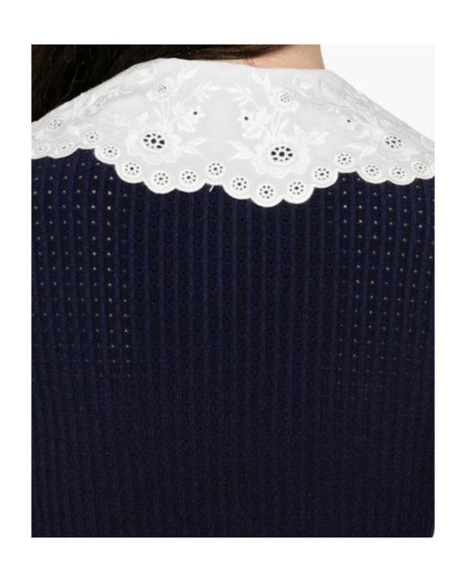 Self-Portrait Blue Knitted Taffeta Mini Dress