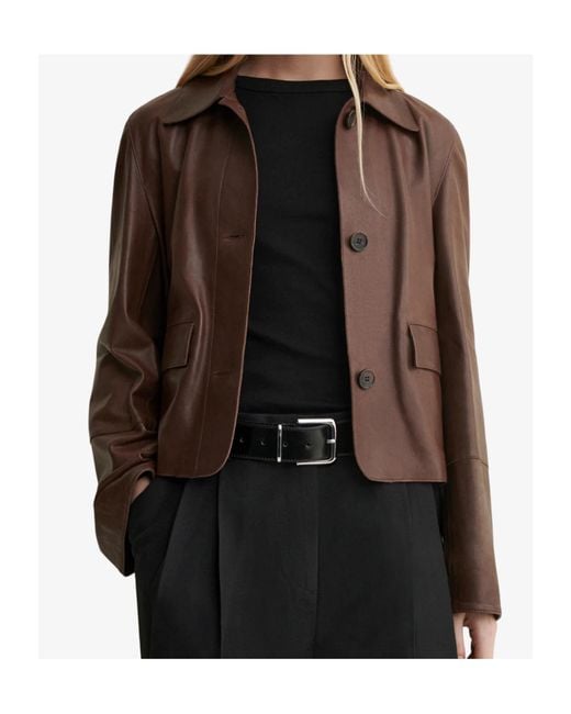 Arma Brown Fem Cropped Leather Jacket