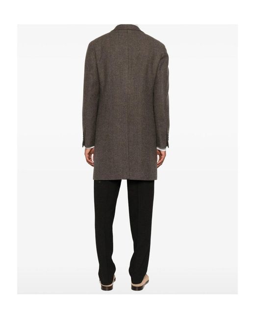 Tagliatore Brown Long-Sleeved Coat for men