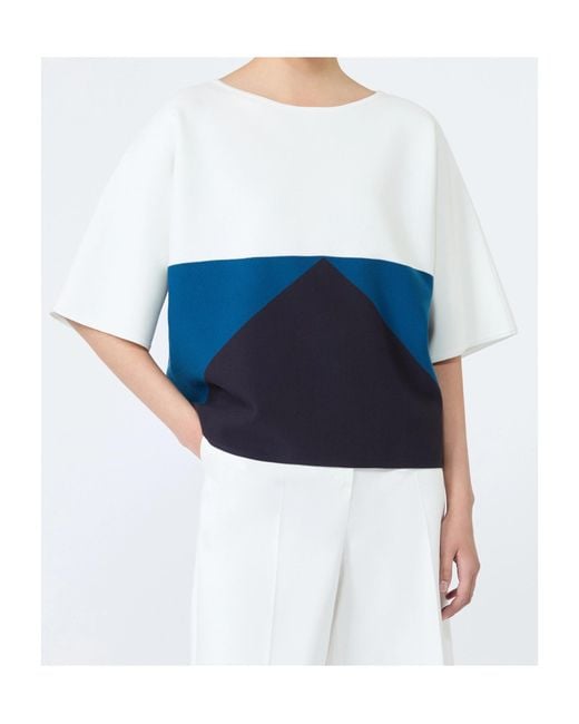 Max Mara Blue Relaxed-Fit Stretch Viscose Sweater
