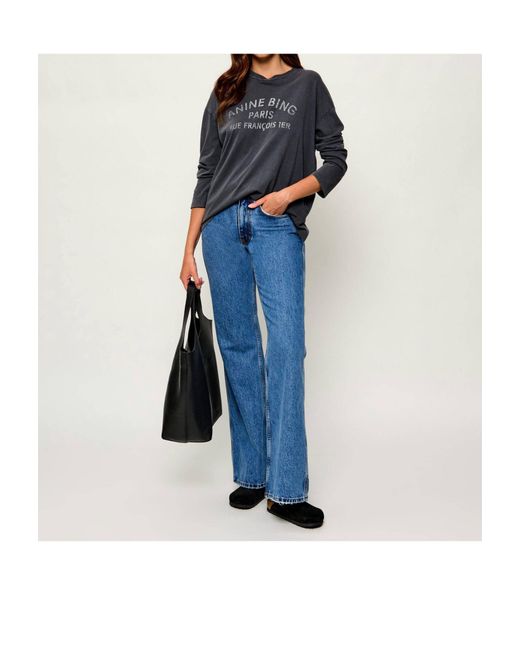 Anine Bing Blue Long-Sleeved T-Shirt