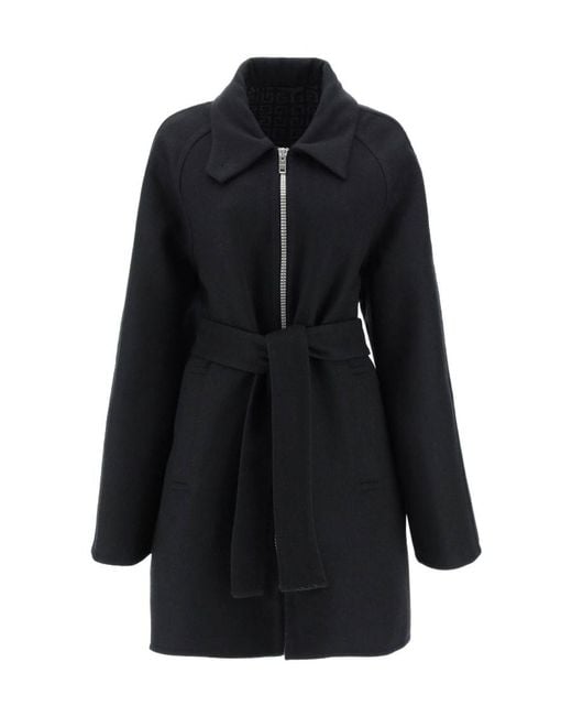 Givenchy Blue Zipped Tie-Waisted Coat