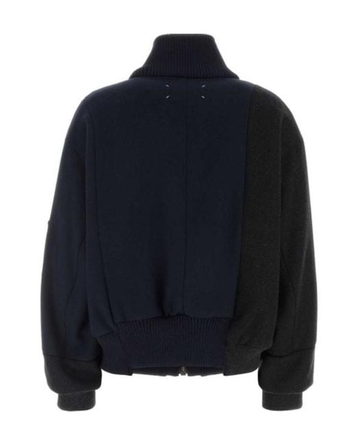 Maison Margiela Blue Spliced Two-Tone Bomber Jacket
