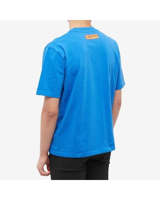 Heron Preston Blue Logo Embroidered Crewneck T-Shirt for men