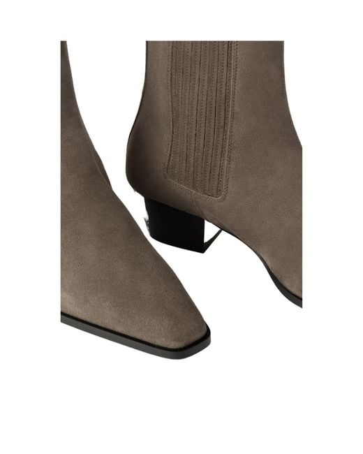 Aeyde Brown Solid Suede Ankle Boots