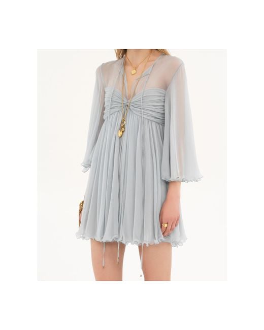 Chloé Blue Chloé Pleated Mini Dress
