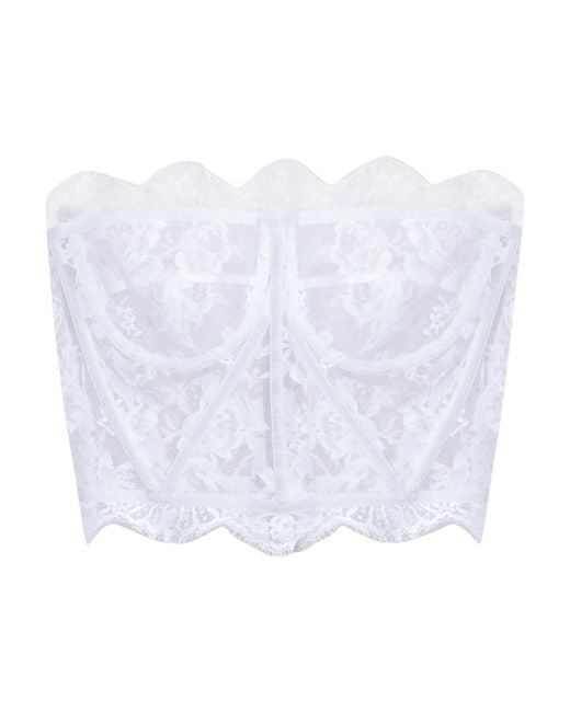 Dolce & Gabbana White Floral Lace Corset Top