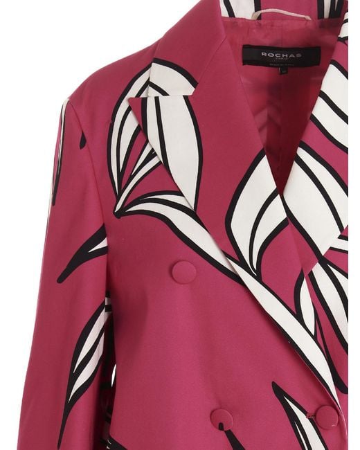 Rochas Red Double-Breasted Suit Jacket