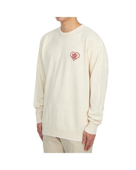 FAMILY FIRST White Embroidered-Logo Crew-Neck Jumper for men