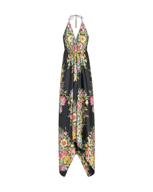 Etro Metallic Floral Silk Maxi Dress