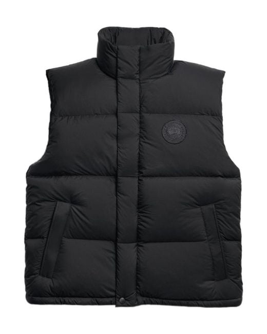 Canada Goose Black Logo Patch High-Neck Padded Vest for men
