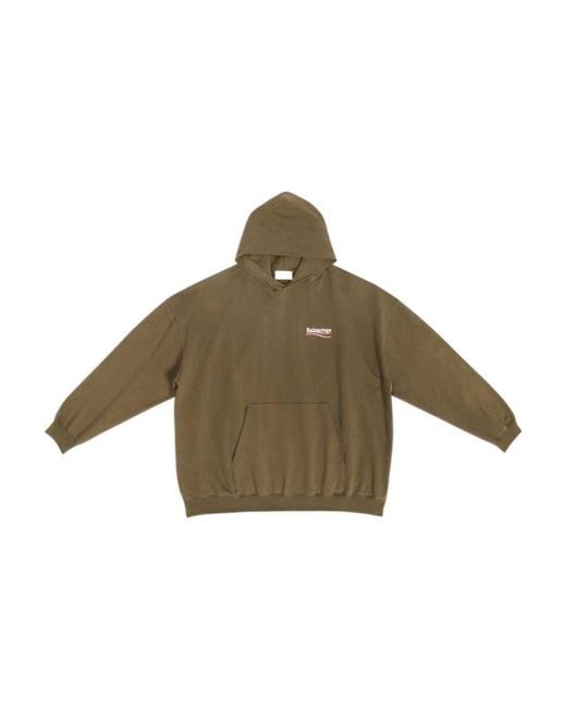 Balenciaga Green Logo Embroidered Oversized Hoodie for men