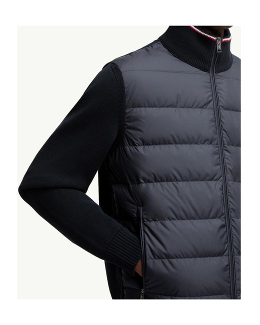 Moncler Blue Logo Patch Zip-Up Padded Jacket for men