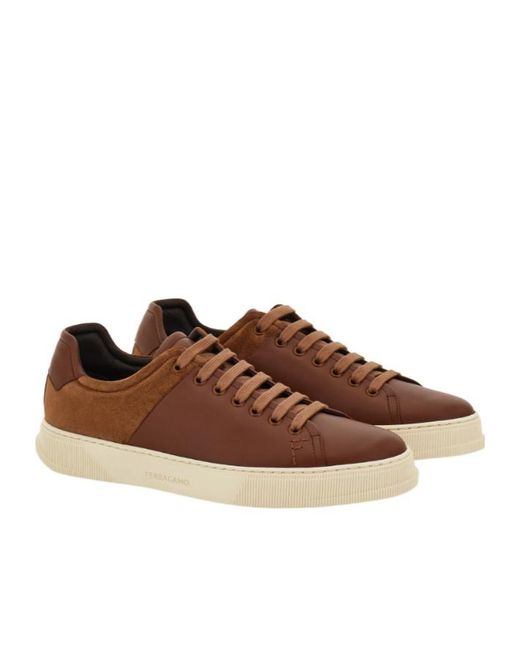Ferragamo Brown Low Cut Sneaker for men
