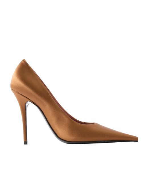 AMINA MUADDI Brown Barbara Satin Pumps