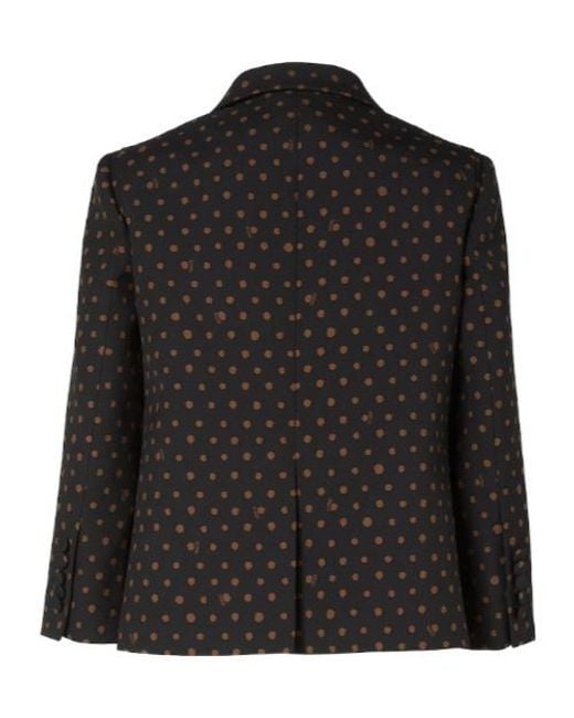 Fendi Black Double Breasted Falena Dots Printed Jacket