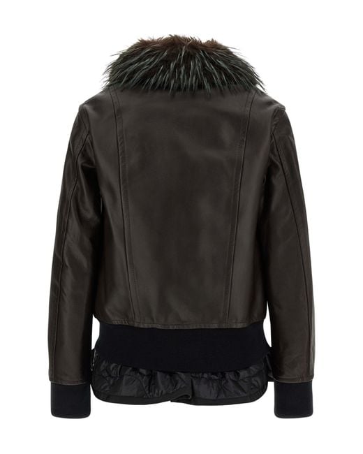 Sacai Black 1 Zipped Leather Jacket
