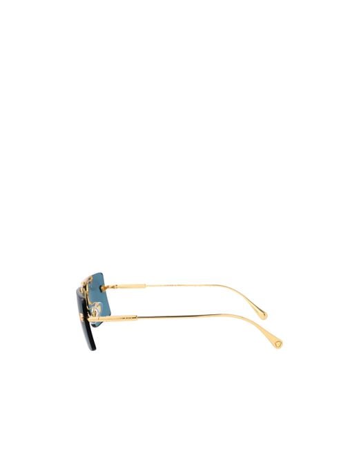 Versace Blue Rimless Medusa Rectangular Sunglasses