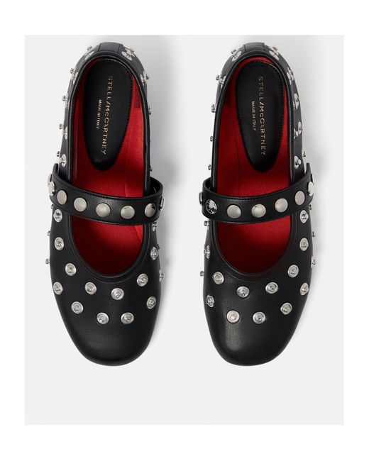 Stella McCartney Black Embellished Round Toe Ballerinas