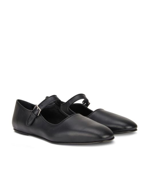 The Row Black Logo Ballet Shoes