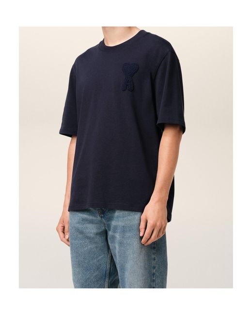 AMI Blue Short-Sleeved Crewneck T-Shirt for men