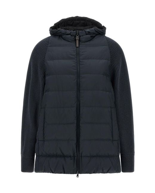Brunello Cucinelli Blue Shiny Zipped Pull Down Jacket