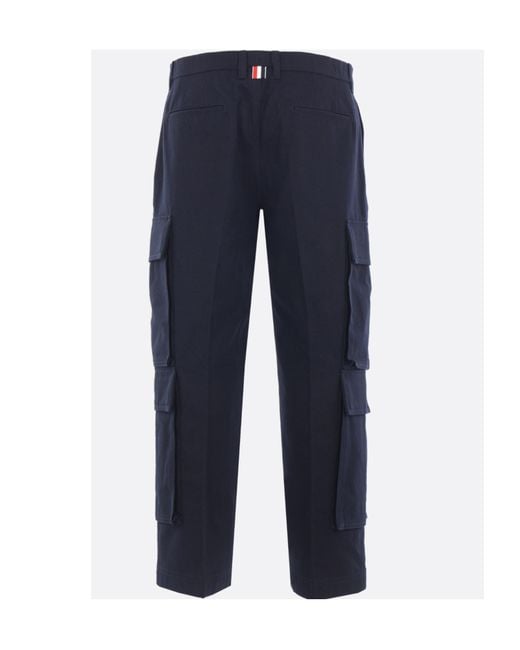 Thom Browne Blue Multi-Pocket Cotton Trousers for men