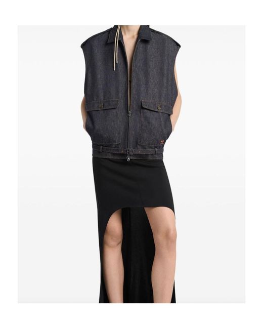 Courreges Blue Courrèges Sleeveless Denim Bomber Jacket