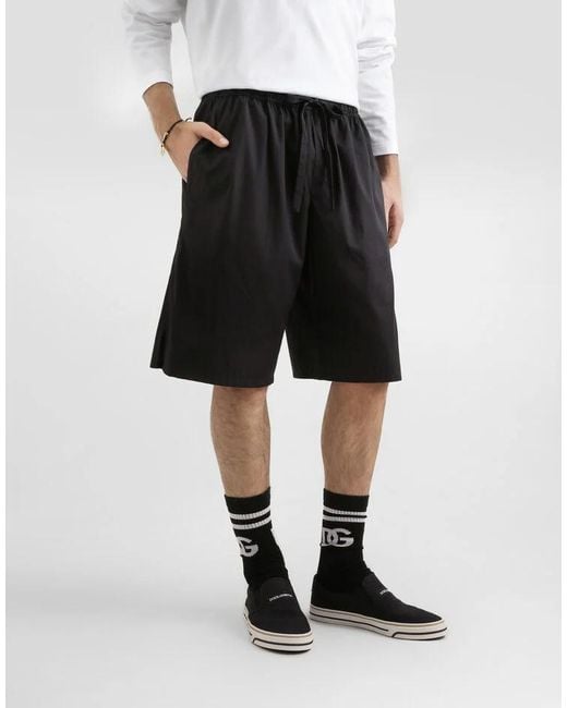 Dolce & Gabbana Black Heraldic Patch Elastic Waist Shorts for men