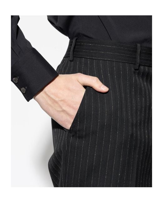 McQueen Black Lurex Thread Tailored Trousers for men