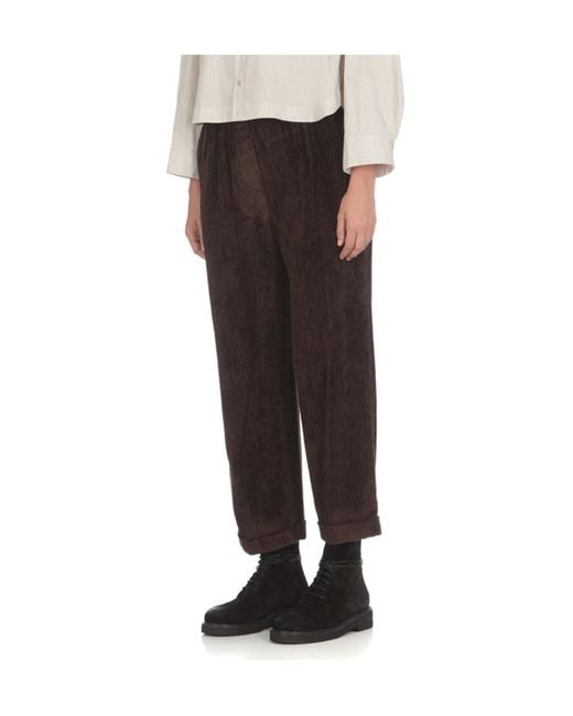 Peserico Black Corduroy Turned Up Hem Trousers