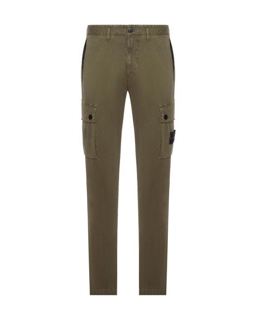 Stone Island Green Slim-Fit Cargo Trousers With Zip Hand Pockets for men