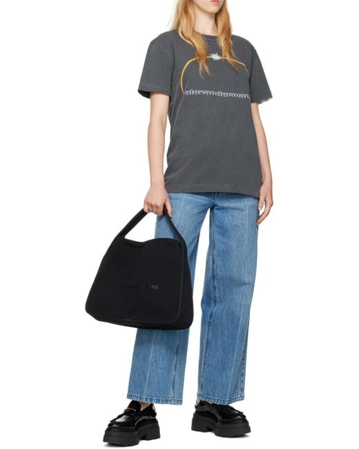 Alexander Wang Black Ryan Ribbed Knit Large Tote Bag