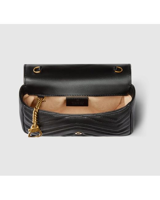 Gucci Black Gg Marmont Matelassé Super Mini Bag