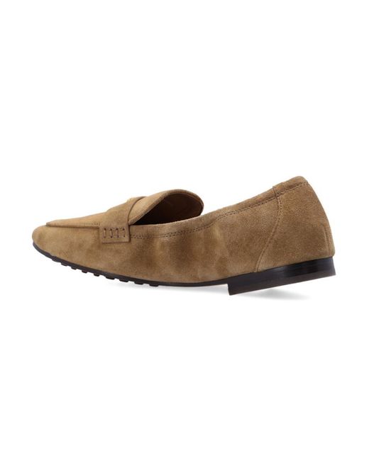 Tory Burch Brown Logo Plaque Slip-On Loafers