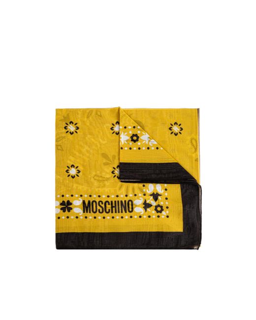 Moschino Yellow Logo Printed Scarf for men