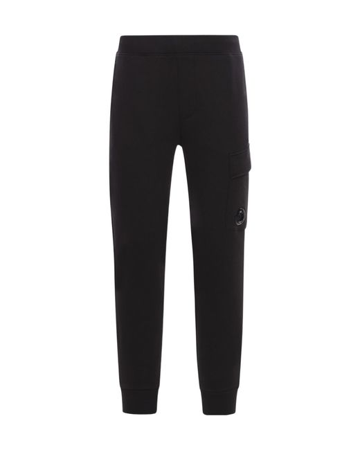 C P Company Black Elastic Waist Sweatpants for men