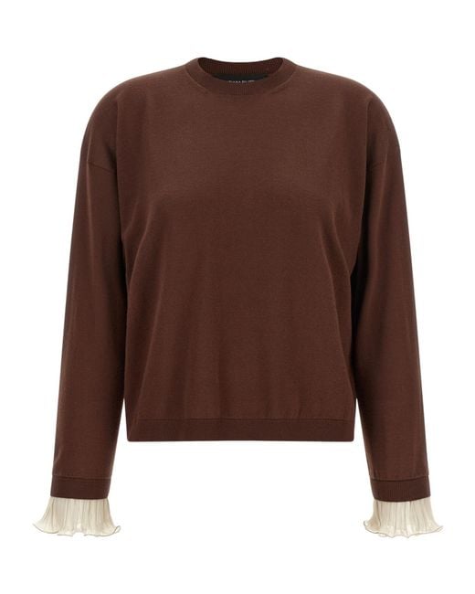 Fabiana Filippi Brown Pleated Cuffs Sweater