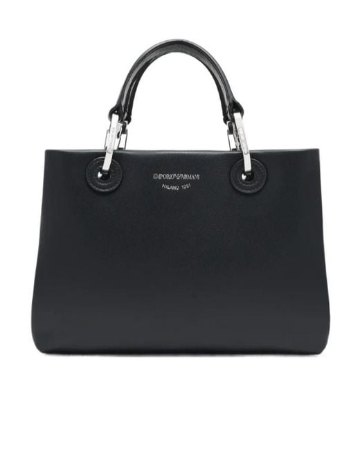Emporio Armani Black Myea Logo Stamp Top Handle Bag