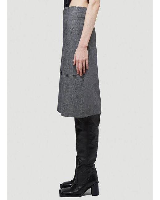 Vetements Gray Plaid Straight Tube Skirt