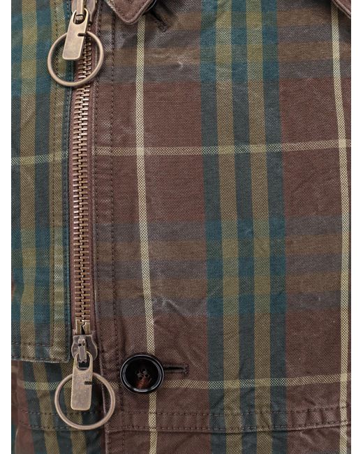 Burberry Gray Signature Check Trench Coat for men