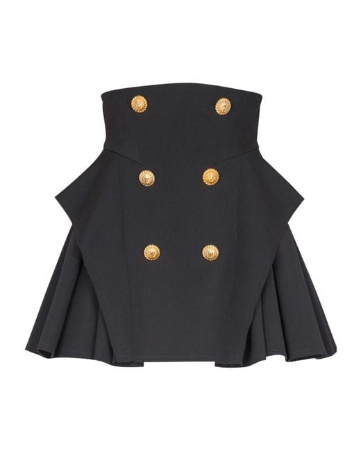 Balmain Blue Wool Mini Skirt